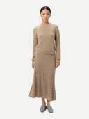Spódnica z kaszmiru do połowy łydki CiepłA Szarość - Gobi Cashmere #color_ciepła szarość
