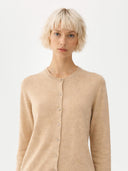 Kaszmir Damski Kardigan Z Półokrągłym Dekoltem - Gobi Cashmere #color_beżowy