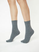 Kaszmir Unisex Skarpety z Prążkowanej Dzianiny Szary - Gobi Cashmere #color_ponura szarość