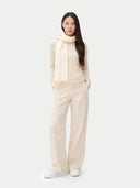 Szalik z frędzlami z mongolskiego kaszmiru | GOBI Cashmere #color_białawy