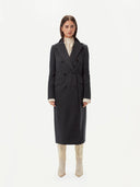 Kaszmir Damski Długi Płaszcz Z Klapami Zamkniętymi - Gobi Cashmere #color_węgiel drzewny