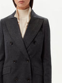 Kaszmir Damski Długi Płaszcz Z Klapami Zamkniętymi - Gobi Cashmere #color_węgiel drzewny