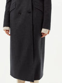 Kaszmir Damski Długi Płaszcz Z Klapami Zamkniętymi - Gobi Cashmere #color_węgiel drzewny