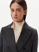 Kaszmir Damski Długi Płaszcz Z Klapami Zamkniętymi - Gobi Cashmere #color_węgiel drzewny