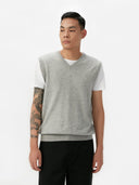 Kaszmir Męski Kamizelka Z Dekoltem W Szpic Szary- Gobi Cashmere #color_błękit świtu