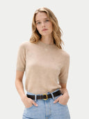 Kobiety Sweter z kaszmiru z krótkim rękawem | GOBI Cashmere #color_beige