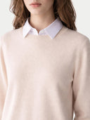 Kaszmir Damski Sweter Basic Z Półokrągłym Dekoltem - Gobi Cashmere #color_kość słoniowa