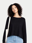 Bawełniano-kaszmirowy sweter dekolt w łódkę|GOBI Cashmere #color_czarny