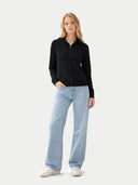 Bluza z kapturem i zamkiem z kaszmiru | GOBI Cashmere #color_czarny