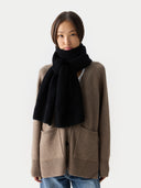 Szeroki Szalik z Ribbem Czarny - Gobi Cashmere #color_czarny