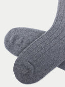 Kaszmirowe skarpetki do spania unisex z dzianiny prążkowanej Ponura Szarość - Gobi Cashmere #color_ponura szarość