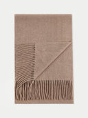 Kaszmir Damski Szal Z Frędzlami Szarobrązowy - Gobi Cashmere #color_szarobrązowy