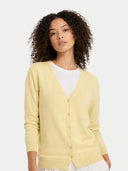 Kaszmir Damski Kardigan Z Dekoltem W Szpic Zielony - Gobi Cashmere #color_delikatny żółty
