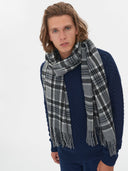 Kaszmir Męski Tkany Szal Oversize Szary - Gobi Cashmere #color_ponura szarość