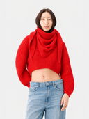 Krótki sweter z kaszmiru z owalnymi rękawami
