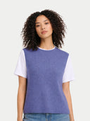 Damski kaszmirowy sweter z okrągłym dekoltem i fakturą |GOBI #color_błękitna korona