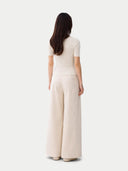 Kaszmirowy jedwabny top Ajour z koronką | GOBI Cashmere #color_szeptana biel