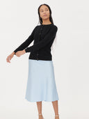 Women's Cashmere Crew Neck Cardigan Black - Gobi Cashmere #color_czarny