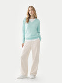 Damski Kaszmirowy Sweter Basic z Dekoltem V Błękit | GOBI PL #color_błękitne szkło