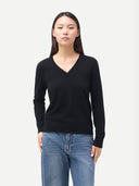 Sweter z kaszmiru V-neck - styl i komfort| GOBI Cashmere #color_czarny