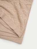 Kaszmir Unisex Koc Z Dzianiny Warkoczowej Szarobrązowy - Gobi Cashmere #color_beżowy