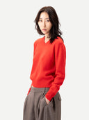 Sweter z kaszmiru z podwójnym kołnierzem Fiery Red - Gobi Cashmere #color_fiery red