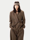 Kaszmirowy Marynarka Double-Breasted Sepia - Gobi Cashmere #color_sepia