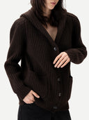Kardigan z kaszmiru z szerokimi ramionami i kapturem Molé - Gobi Cashmere #color_molé