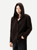 Kardigan z kaszmiru z szerokimi ramionami i kapturem Molé - Gobi Cashmere #color_molé