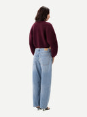 Krótki sweter z kaszmiru z owalnymi rękawami Burgundy - Gobi Cashmere #color_burgundy