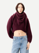 Krótki sweter z kaszmiru z owalnymi rękawami Burgundy - Gobi Cashmere #color_burgundy