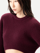 Krótki sweter z kaszmiru z owalnymi rękawami Burgundy - Gobi Cashmere #color_burgundy