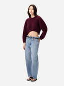 Krótki sweter z kaszmiru z owalnymi rękawami Burgundy - Gobi Cashmere #color_burgundy