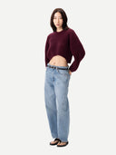 Krótki sweter z kaszmiru z owalnymi rękawami Burgundy - Gobi Cashmere #color_burgundy