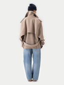 Płaszcz Peacoat w Stylu Trench z Kaszmiru SzarobrąZowy - Gobi Cashmere #color_szarobrązowy