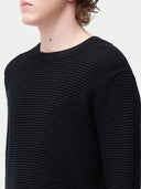 Jedwabno-kaszmirowy sweter męski z teksturowaną dzianiną Czarny - Gobi Cashmere #color_czarny