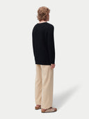 Jedwabno-kaszmirowy sweter męski z teksturowaną dzianiną Czarny - Gobi Cashmere #color_czarny