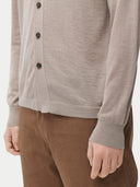 Kaszmirowy jedwabny kardigan polo pod szyją | GOBI Cashmere #color_wilk leśny