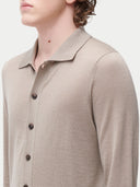 Kaszmirowy jedwabny kardigan polo pod szyją | GOBI Cashmere #color_wilk leśny
