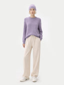 Zestaw kaszmirowy sweter i czapka kaszmirowa - Gobi Cashmere #color_purple ash