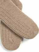 Kaszmir Unisex Skarpety z Prążkowanej Dzianiny Szarobrązowy - Gobi Cashmere #color_szarobrązowy