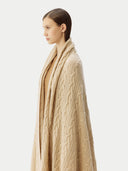 Kaszmir Unisex Koc Z Dzianiny Warkoczowej Szarobrązowy - Gobi Cashmere #color_beżowy