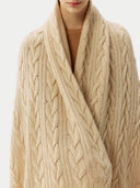 Kaszmir Unisex Koc Z Dzianiny Warkoczowej Szarobrązowy - Gobi Cashmere #color_beżowy