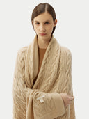 Kaszmir Unisex Koc Z Dzianiny Warkoczowej Szarobrązowy - Gobi Cashmere #color_beżowy