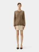 Kaszmir Damski Kardigan Z Półokrągłym Dekoltem - Gobi Cashmere #color_szarobrązowy