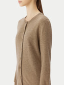 Kaszmir Damski Kardigan Z Półokrągłym Dekoltem - Gobi Cashmere #color_szarobrązowy
