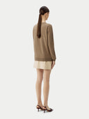 Kaszmir Damski Kardigan Z Półokrągłym Dekoltem - Gobi Cashmere #color_szarobrązowy