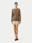 Kaszmir Damski Kardigan Z Półokrągłym Dekoltem - Gobi Cashmere #color_szarobrązowy