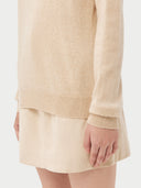 Kaszmir Damski Sweter Basic Z Półokrągłym Dekoltem Szarobrązowy - Gobi Cashmere #color_beżowy