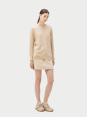 Kaszmir Damski Sweter Basic Z Półokrągłym Dekoltem Szarobrązowy - Gobi Cashmere #color_beżowy